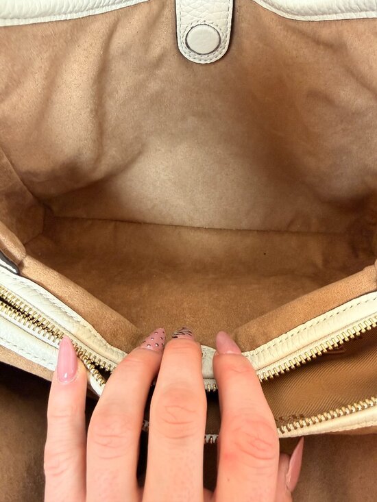 Coach Lori Shoulder Bag Cream Pebble Leather Gold Hardware Satchel Hobo Purse main image 4